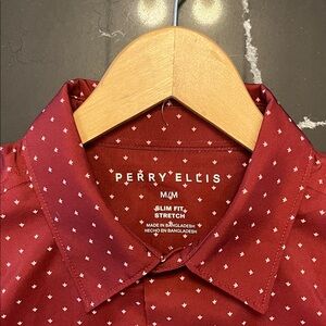Men's Burgundy Polka Dot Shirt